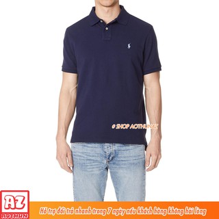 Áo thun Nam màu xanh đen có cổ trụ polo logo thêu - Vải cá sấu cao cấp MT498