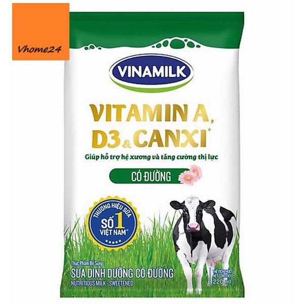 Bịch sữa dinh dưỡng có đường Vinamilk A&D3 220ml