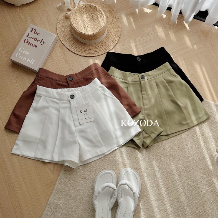Quần short nữ ống loe cạp lưng cao quần đùi sooc nữ ống rộng chun sau chất vitex xu hướng tiktok douyin kozoda 2022 Q23