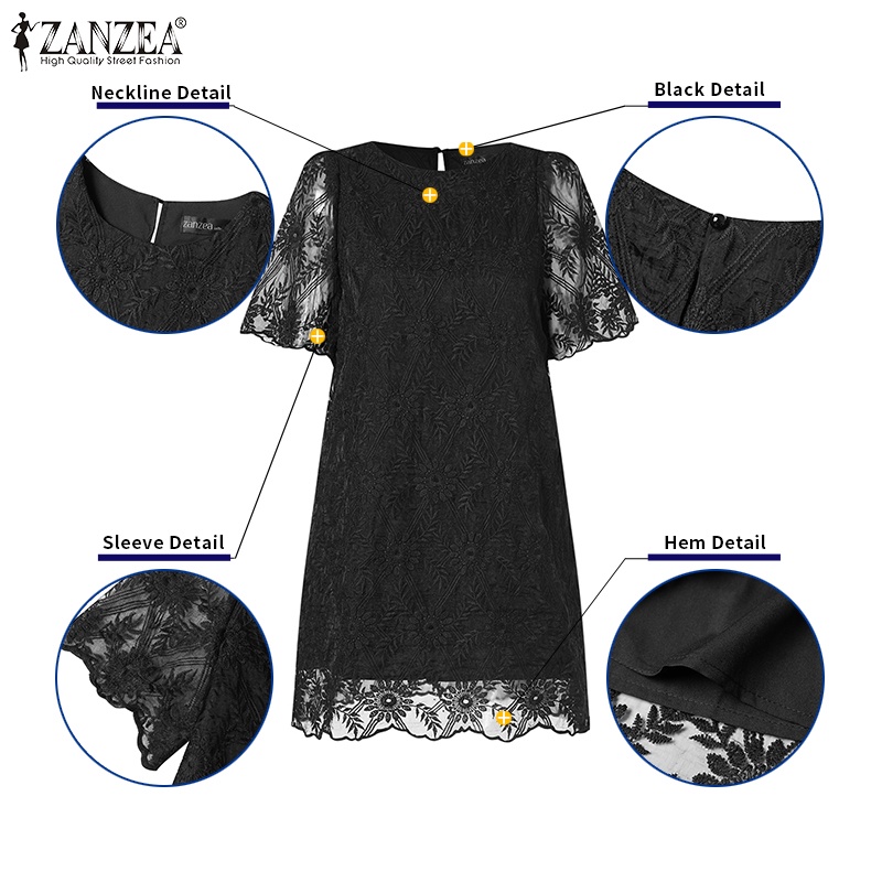 Đầm mini Zanzea hai lớp màu trơn họa tiết hoa vintage thời trang cho nữ