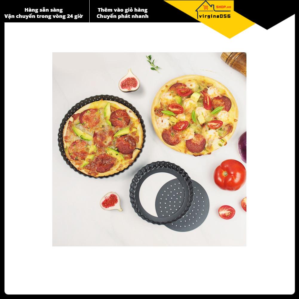 Virgina056 Household Thicken Non-Stick Carbon Steel Pizza Mold Baking Pan Tray Kitchen Tools