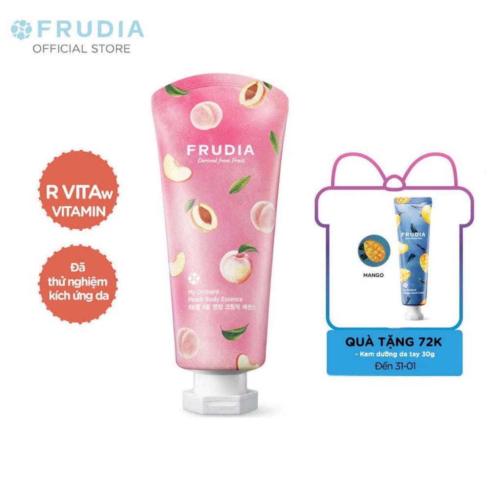 [Tặng 88k] Tinh Dầu Dưỡng Thể Chiết Xuất Từ Trái Đào Frudia My Orchard Peach Body Essence 200ml