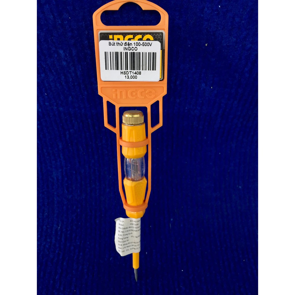 Bút thử điện có đèn INGCO 100-500V an toàn tuyệt đối cho người sử dụng, nhựa siêu bền chắc chống va đập HSDT1408