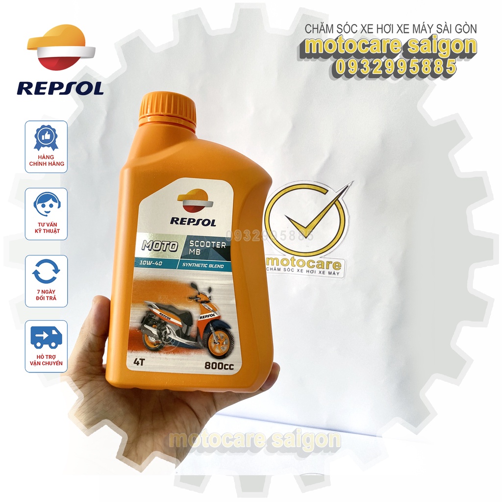 Bộ sản phẩm bán Kèm nhớt lap - REPSOL SCOOTER MB 10W40 800ml và nhớt hộp số NANOL USA