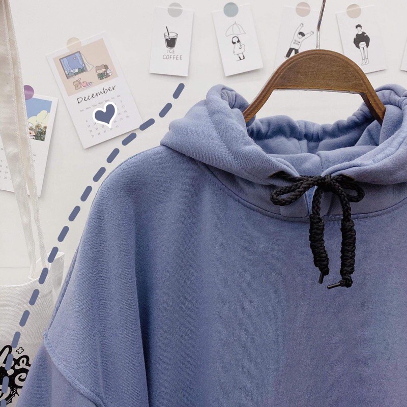 Áo Hoodie Trơn Nỉ Lót Bông Xám Xanh Unisex | BigBuy360 - bigbuy360.vn