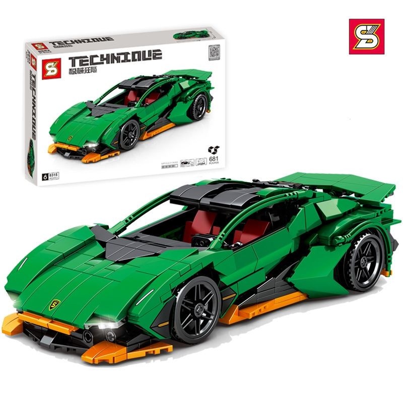 （CÓ SẴN）Đồ chơi lắp ráp mô hinh TECHINIC SY8315 siêu Xe thể thao Lamborghini màu xanh chạy cót