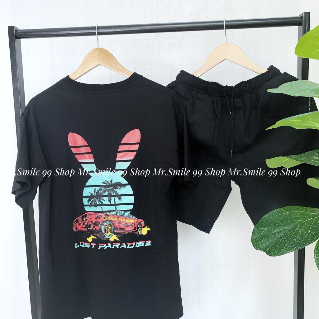 [Hình Thật] Áo Thun Unisex Nam Nữ Tay Lỡ Form Rộng Bad Rabbit Mr Smile 99 Shop