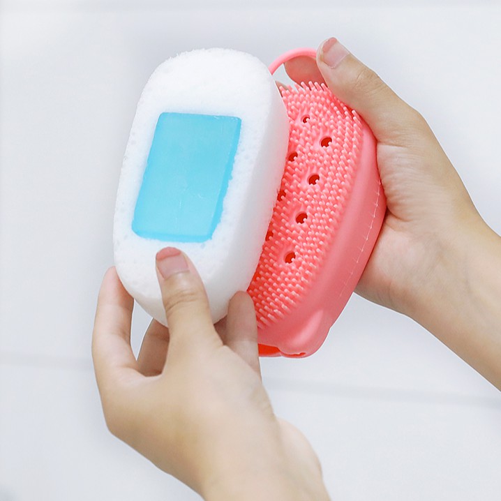 Bông Tắm Silicon Tạo Bọt Có Gai Massage - Giao màu ngẫu nhiên