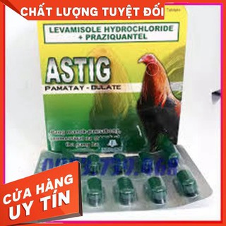 Sán lãi giun gà. astig 1 vĩ 10 viên. dùng cho gà đá. astig