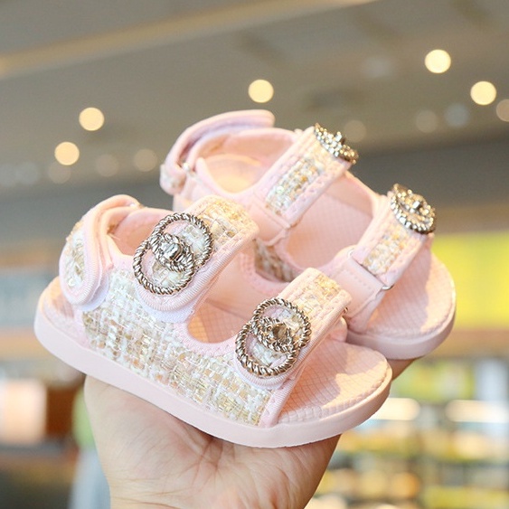 Sandal Bé Gái Phong Cách Hàn Quốc Cho Bé Từ 1 - 3 Tuổi _ Vải Dạ, Quai Dán Tùy Chỉnh