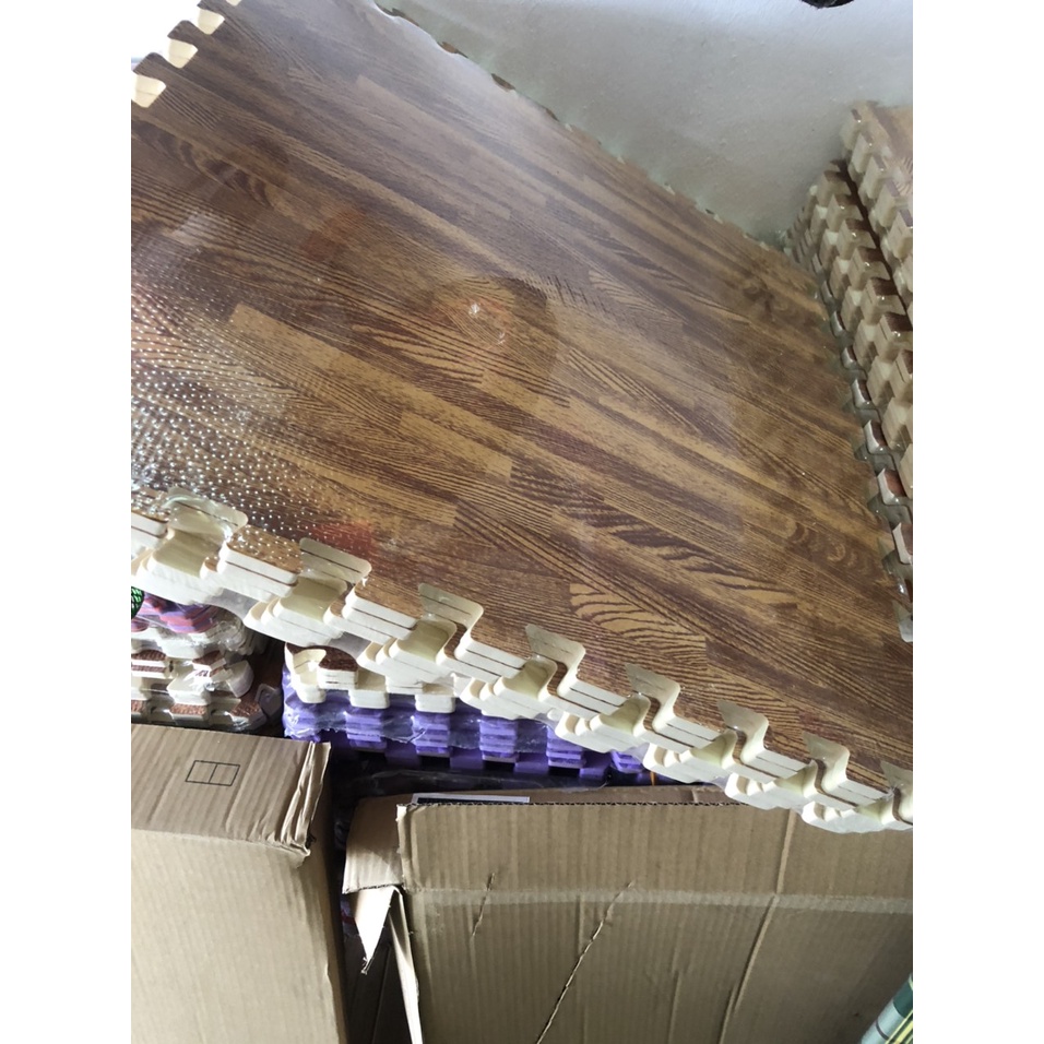 Set 6 Tấm Thảm Xốp Vân Gỗ Trải Sàn KT 60x60x1cm