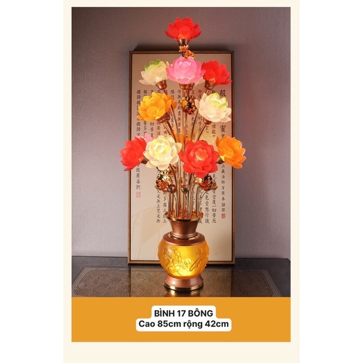 CÂY ĐÈN LED HOA SEN LƯU LY THỜ CÚNG TRANG TRÍ