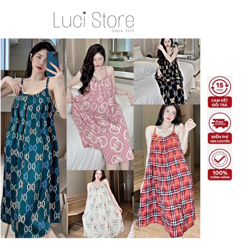 Đầm váy ngủ mặc nhà LỤA MANGO / LATIN 2 dây dễ thương phom rộng