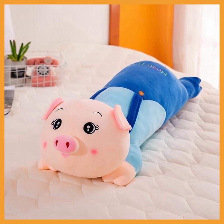 Gấu bông heo mặc yếm gối ôm heo to ôm ngủ mềm mịn kích thước 95cm 1m3