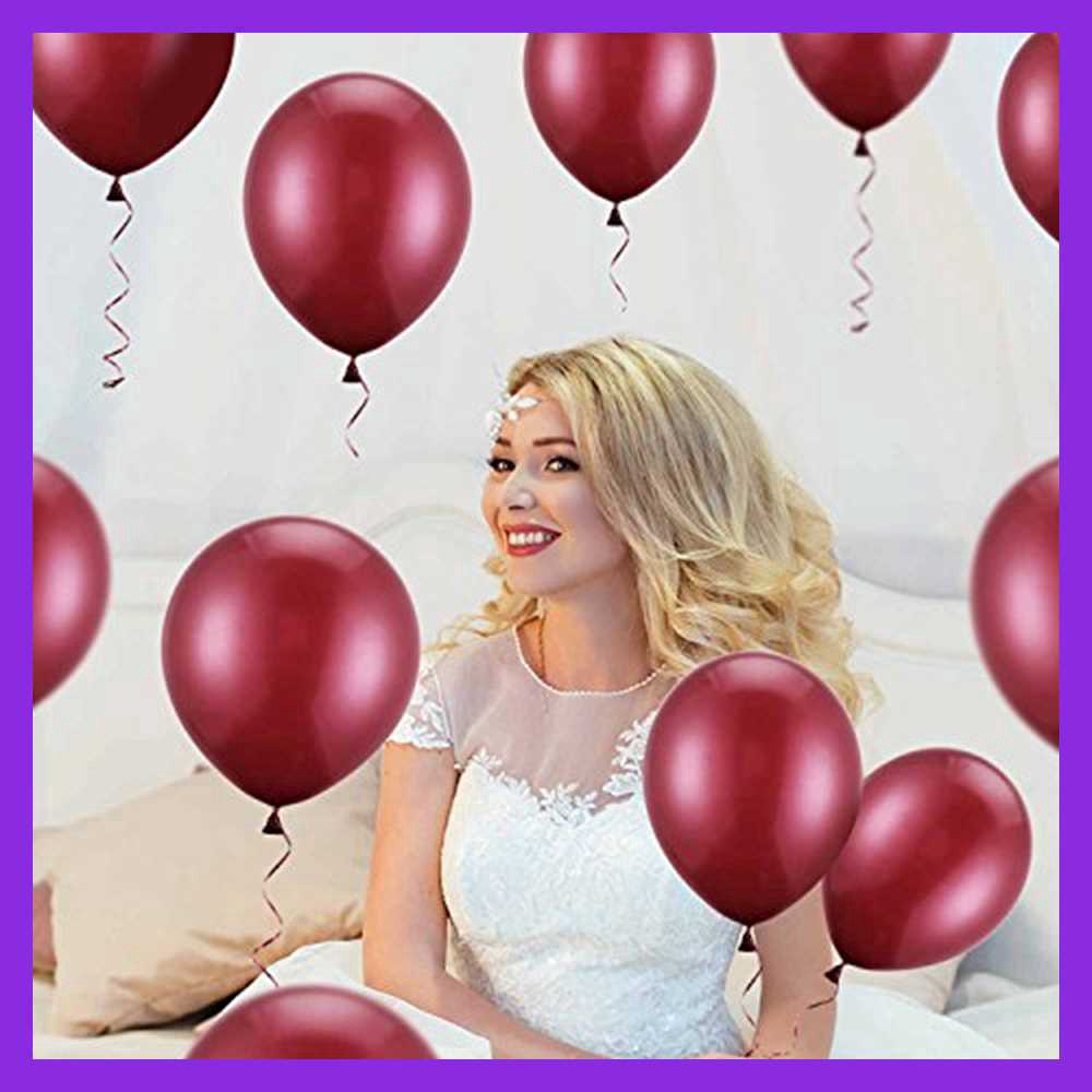 Bộ 100 bong bóng hũ màu đỏ rượu 12&quot;