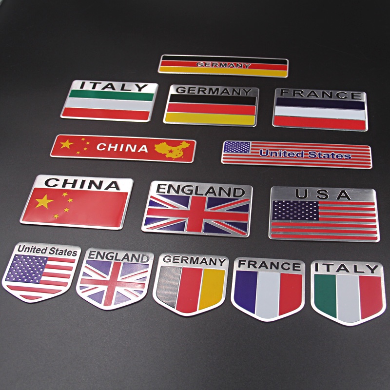 Miếng Dán Kim Loại Hình Cờ Các Nước Trang Trí Xe Máy Xe Hơi