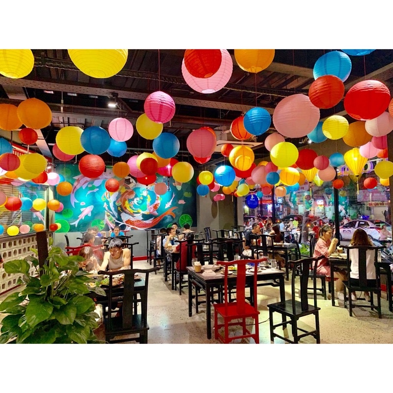 Đèn lồng giấy lụa tròn