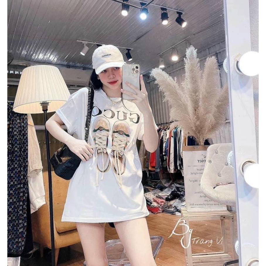 [Mã FAMARAL1 giảm 10K đơn 50K] Áo thun nữ unisex form rộng tay lỡ in hình đôi giầy NAVISA AT200