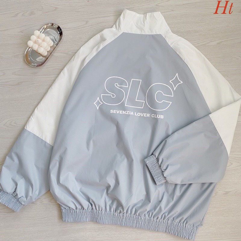 Áo khoác gió 2 lớp kéo khóa in chữ-6H2T