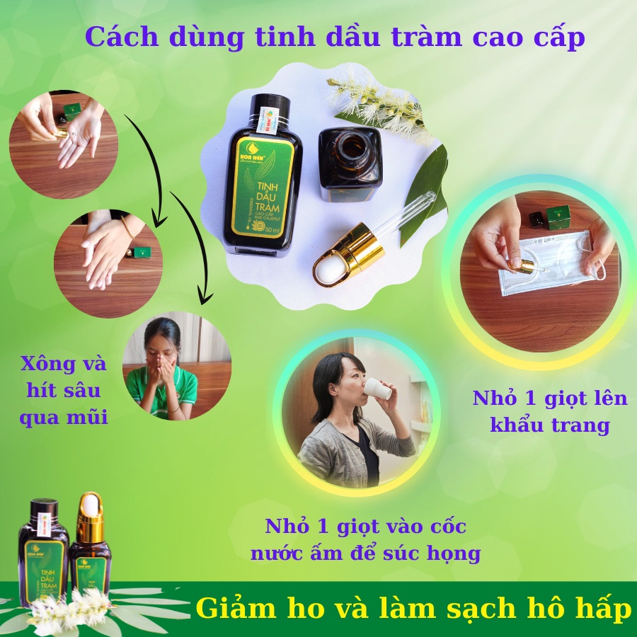 Tinh dầu tràm nguyên chất Hoa Nén - Dòng sản phẩm cao cấp 10ml/25ml/50ml - Đạt tiêu chuẩn VIETGAP