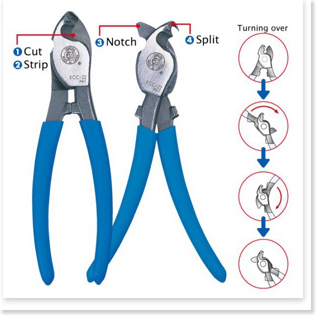 Kìm cắt cáp có tuốt dây KCC-22 Tsunoda