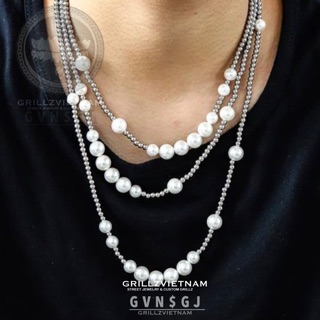Dây chuyền Ngọc trai pearl nhân tạo dây chuyền chuỗi Ngọc trai HipHop ASAP ROCKY pearl Chainz [ Tặng kèm quà bí mật]