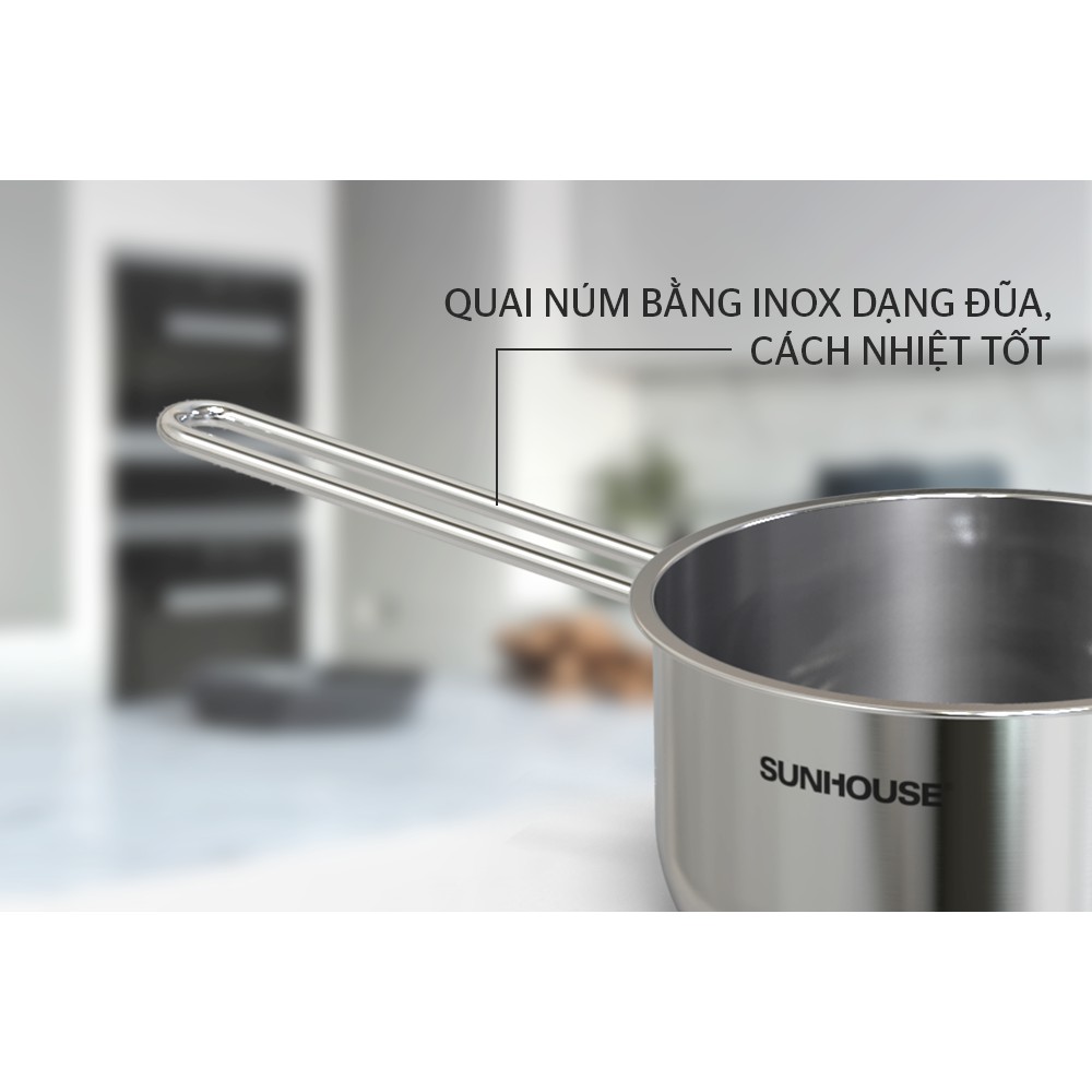 Quánh inox 5 đáy Sunhouse 16cm SHG508-16 - Sử dụng bếp từ