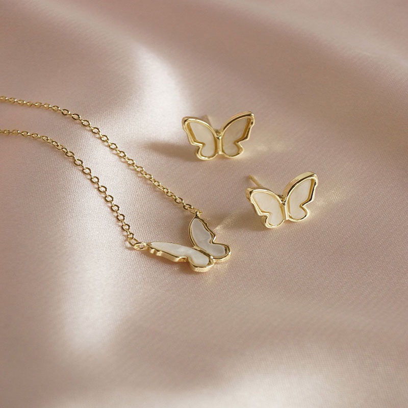 [Quà Tặng Valentine] Vòng cổ Mặt Hình Bướm Màu Trắng Phong Cách Hàn Quốc Thanh Lịch Đơn Giản Sáng Tạo Thời Trang Nữ