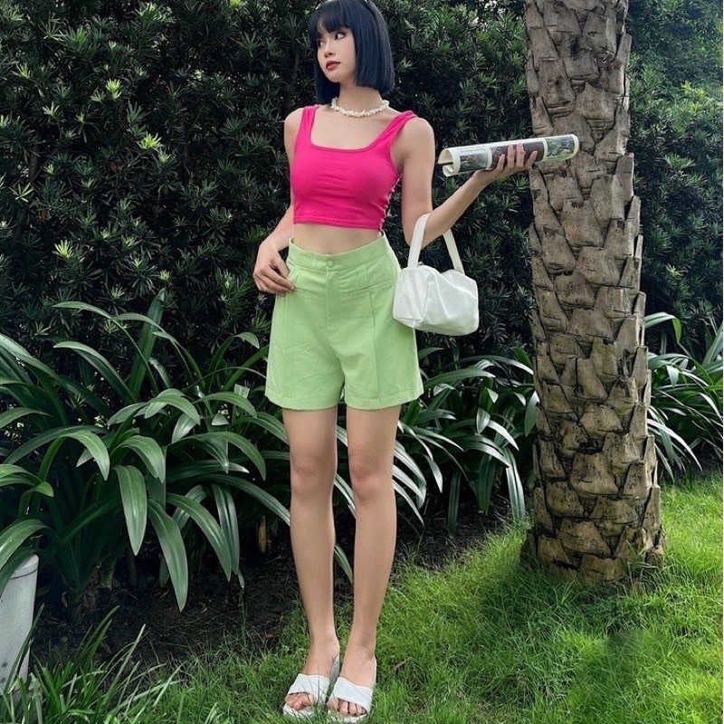 Áo croptop nữ 2 dây cổ chữ U sát nách trẻ trung năng động