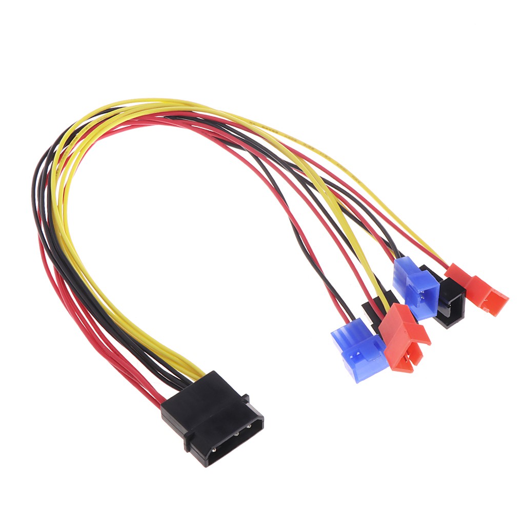 Dây cáp nguồn chuyển đổi 4-Pin IDE Molex sang 6 cổng gắn quạt tản nhiệt 2-Pin cho PC tiện dụng