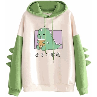 Áo Hoodie In Họa Tiết Khủng Long Hoạt Hình Đáng Yêu Dành Cho Nữ