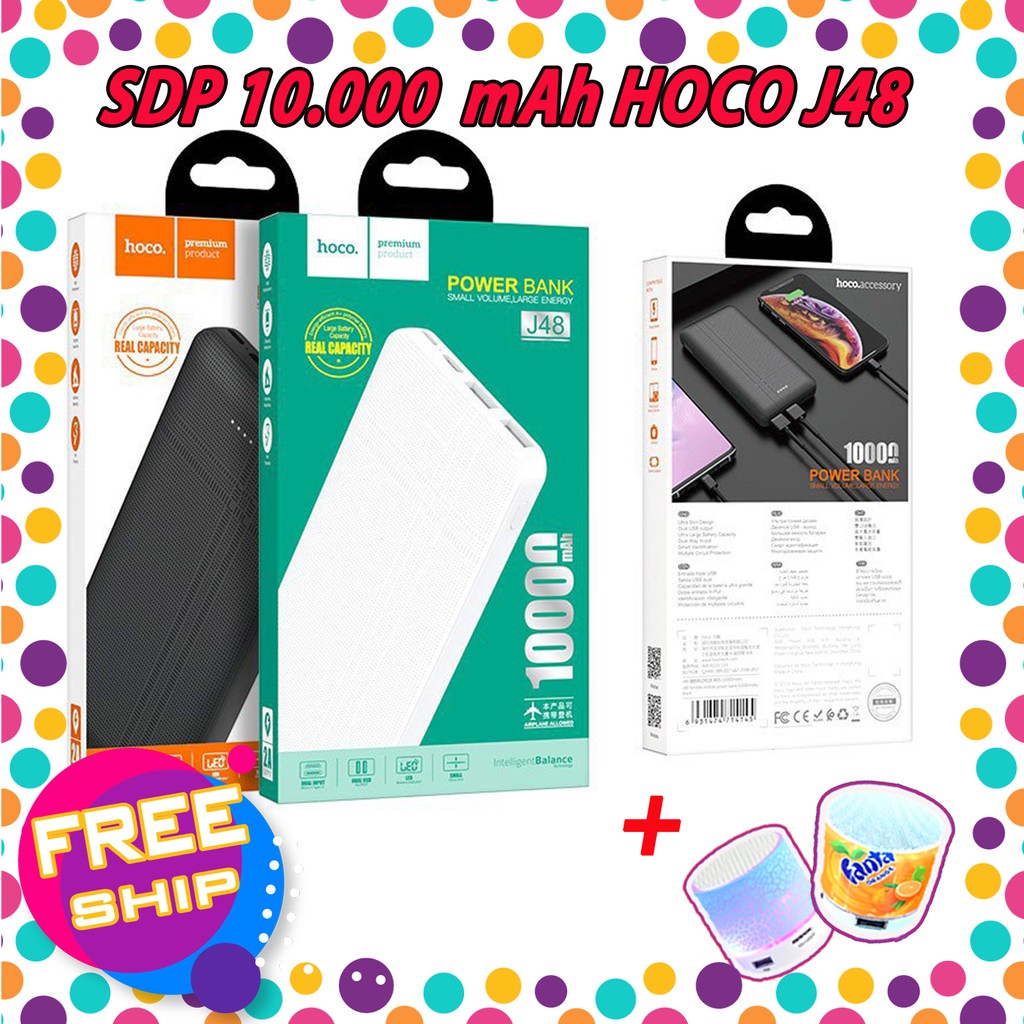 SẠC DỰ PHÒNG HOCO J48 10.000mAh | 100% CHÍNH HÃNG | TẶNG KÈM 01 LOA MINI B2S10 | WebRaoVat - webraovat.net.vn