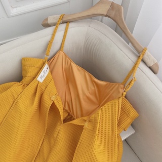 ĐẦM MIDI 2S BBD VÀNG NƠ LƯNG XẾP NGỰC ✨