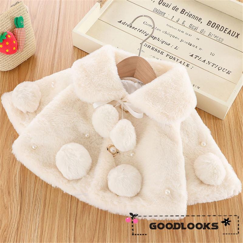 Áo Khoác Tay Dài Giả Lông Thú Giữ Ấm Mùa Đông Cho Bé Gái 0-6 Tháng Tuổi