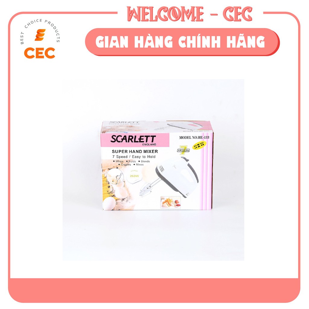 Máy Đánh Trứng SCARLETT - Máy Cầm Tay Mini Chạy Điện 220V có 7 Tốc Độ Cực Mạnh Mượt Mà Êm Ái Tiện Lợi Đa Năng - Shop CEC