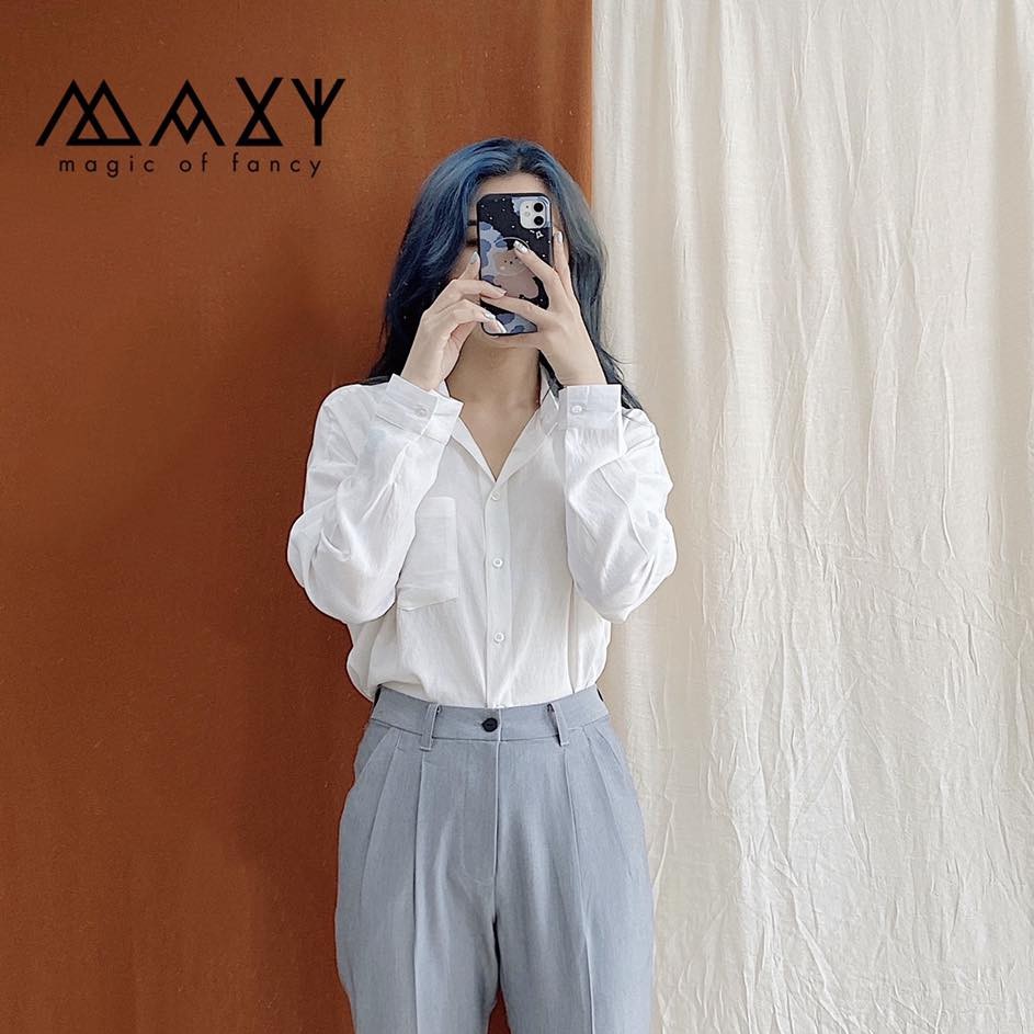 Áo sơ mi trắng nữ có túi white pocket shirt Maxy workshop