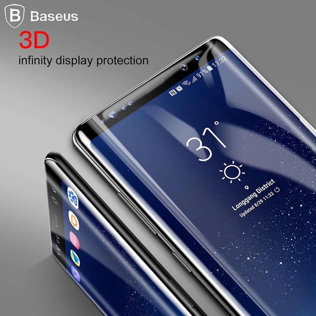 Miếng dán kính cường lực chính hãng Baseus Full màn hình 3D Arc cho Samsung Galaxy Note 8 (Đen) - Sản phẩm chính hãng