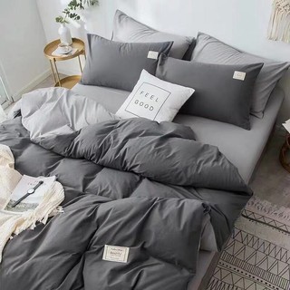 Sét chăn ga cotton tici cao cấp màu xám phối ghi(ảnh thật cuối)