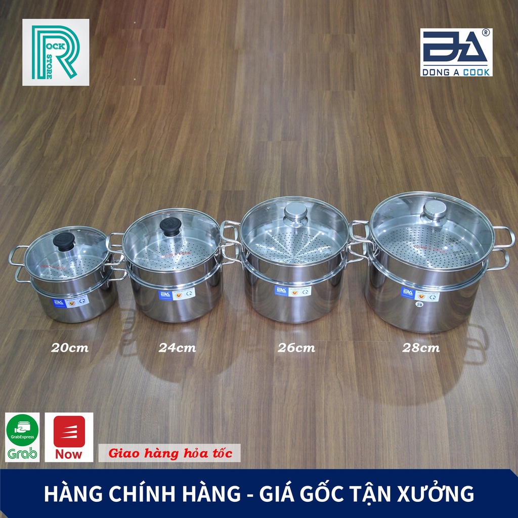 Bộ Nồi xửng hấp cá,nấu xôi Inox Đông Á đáy từ, hấp đồ cho bé ăn dặm - Dùng được bếp từ