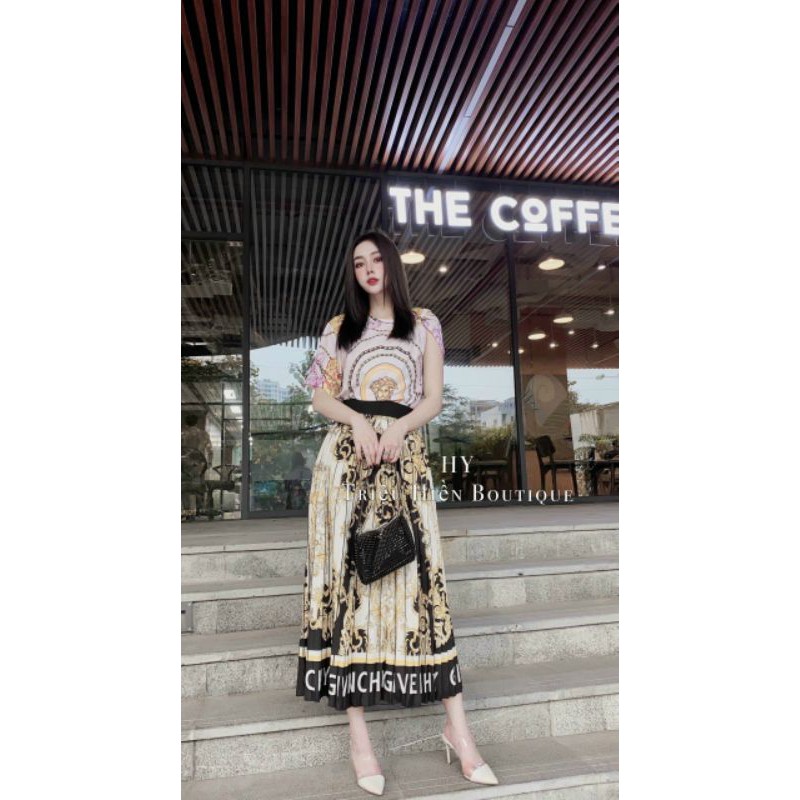Chân váy họa tiết dài hàng QCL1