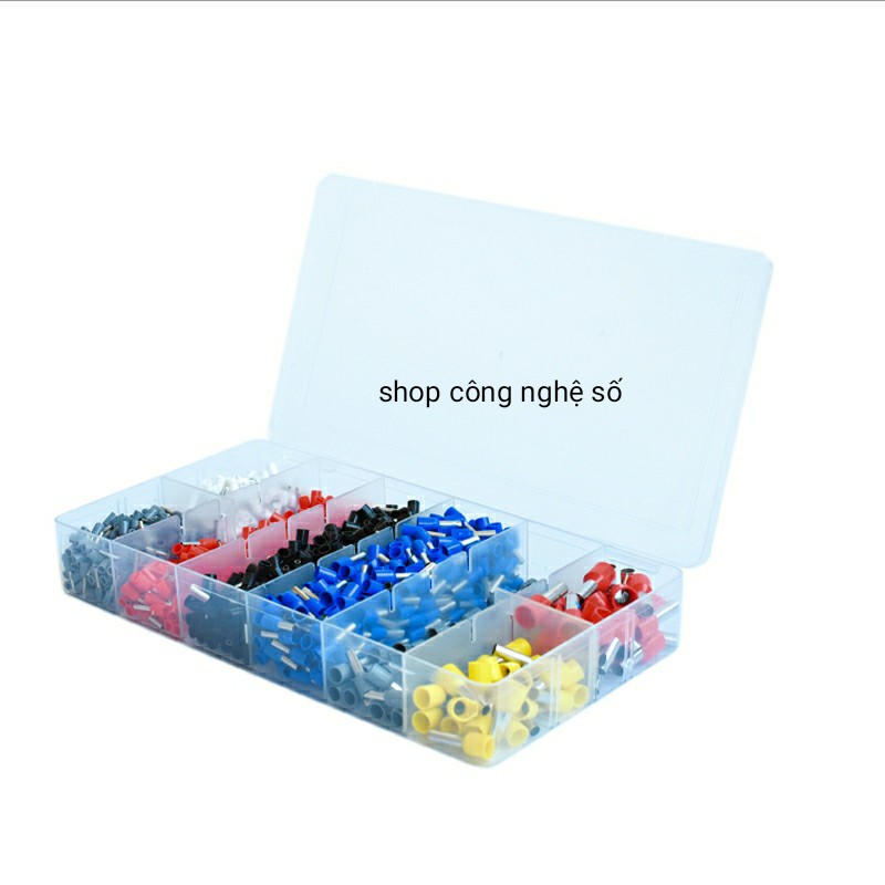 Đầu cos dây điện tròn có phủ nhựa-1200 đầu cos đựng trong hộp nhựa tiện dụng