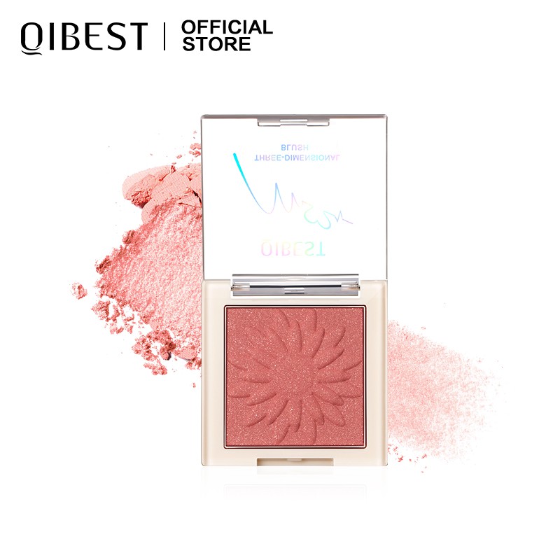 Phấn Má Hồng Kiêm Phấn Phủ Che Khuyết Điểm QIBEST 5 màu 45g Trang Điểm Tự Nhiên