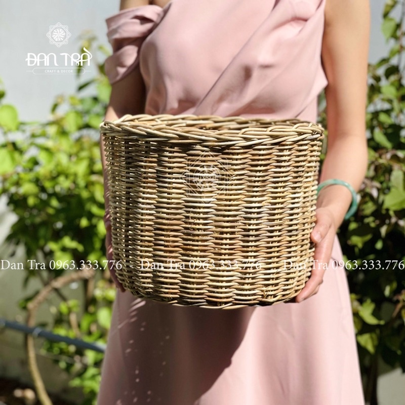 Sọt Mây Rắc Đan Liền, Sọt Đựng Đồ Song Mây Không Quai, Decor Mây Tre ĐAN TRÀ, Nội Thất Mây Tre Đan