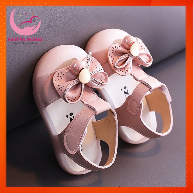 Giày búp bê đẹp bé gái, Sandal cho bé gái  đính nơ đáng yêu, mang êm chân Size 15-25