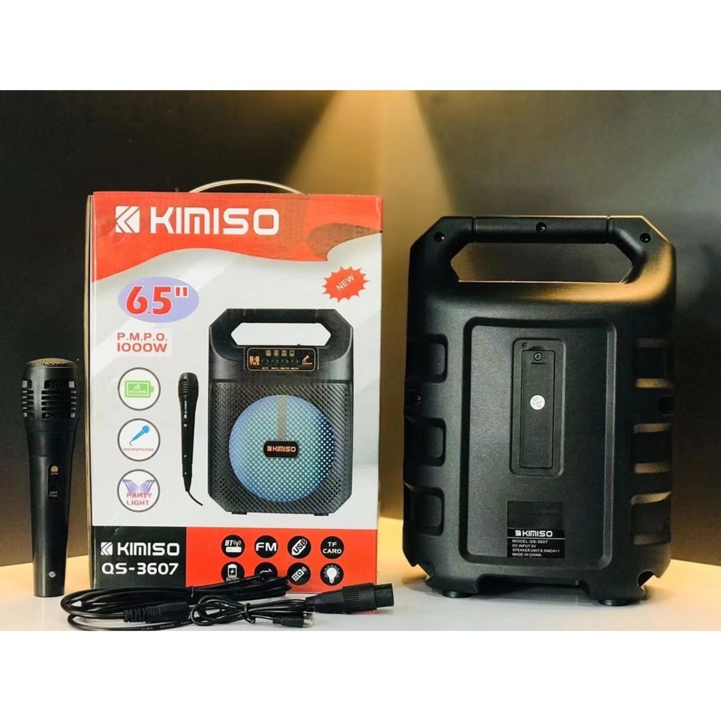 Loa Bluetooth Superbass Kimiso QS 3606/7  - Tặng Kèm Micro Hát Karaoke - Bảo Hành lôi 1 đổi 1