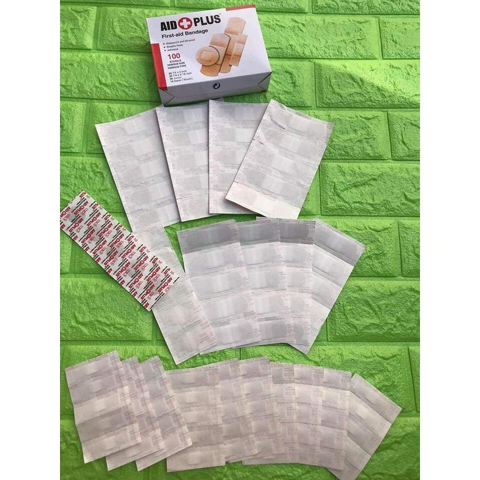 Hộp 100 băng gạc y tế tiệt trùng AID FIRST