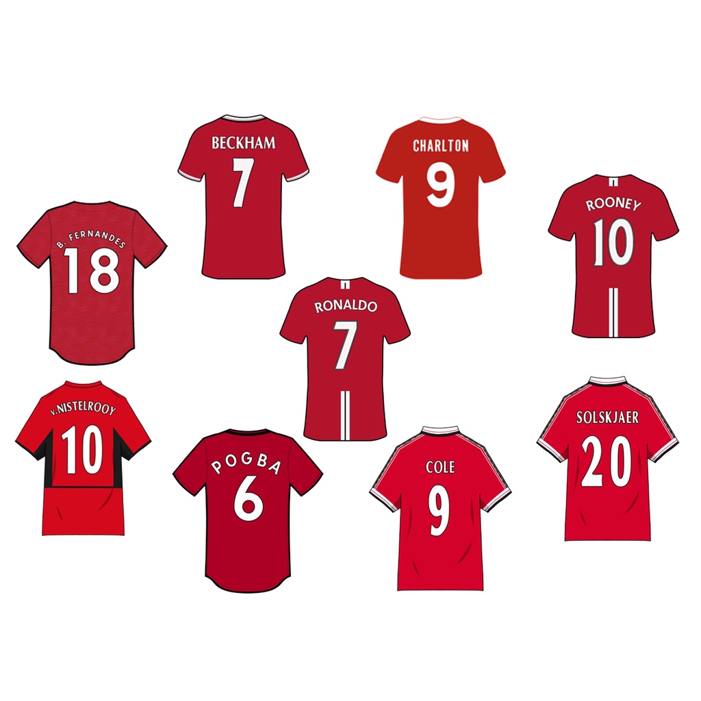 Bộ 49 sticker hình dán decal Áo bóng đá MANCHESTER UNITED, hình dán decal bóng đá, hình dán sticker laptop