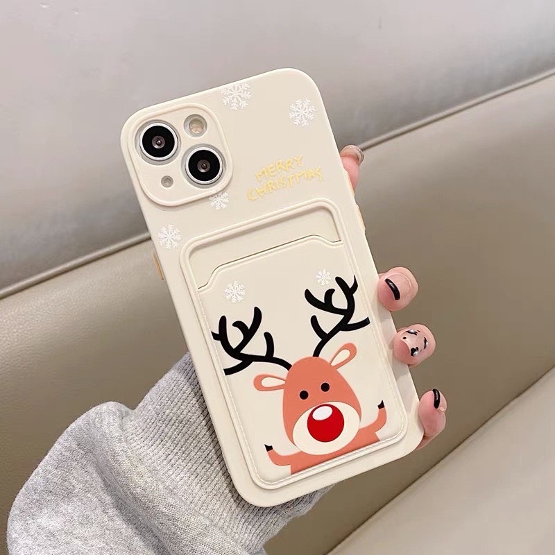 Ốp lưng noen có đựng card hình tuần lộc màu trắng