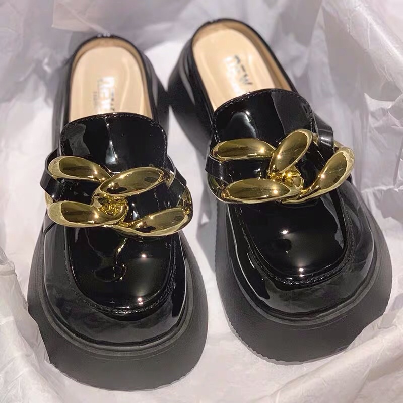 GIÀY OXFORDS THẤP CỔ MŨI TRÒN TO ULZZANG có xích đế thấp gót