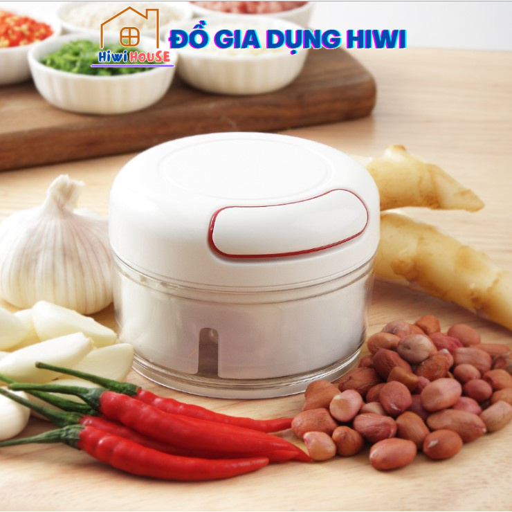 Dụng cụ xay tỏi ớt cầm tay đa năng thế hệ mới, may tỏi ớt kéo tay mẫu mới, máy xay tỏi Mini Food Chopper